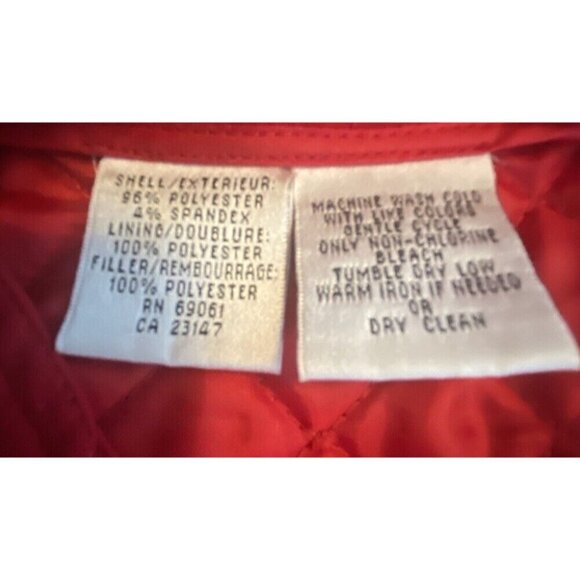 Talbots Red Quilted Lined Shirt Jacket Shacket Womens Sz M Barn Chore Colorful V - Picture 13 of 15